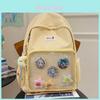 Minimalist Nylon Student Backpack With Letter Print And Transparent Layer Design For School And Travel