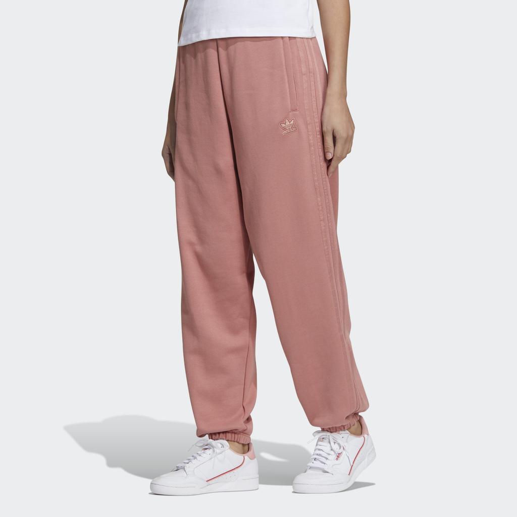 Adidas Originals Lace-Up Casual Tapered Side Stripe Vintage Long Pants Knitted Sports Pants Women Bottoms Smoke-Pink GM6700