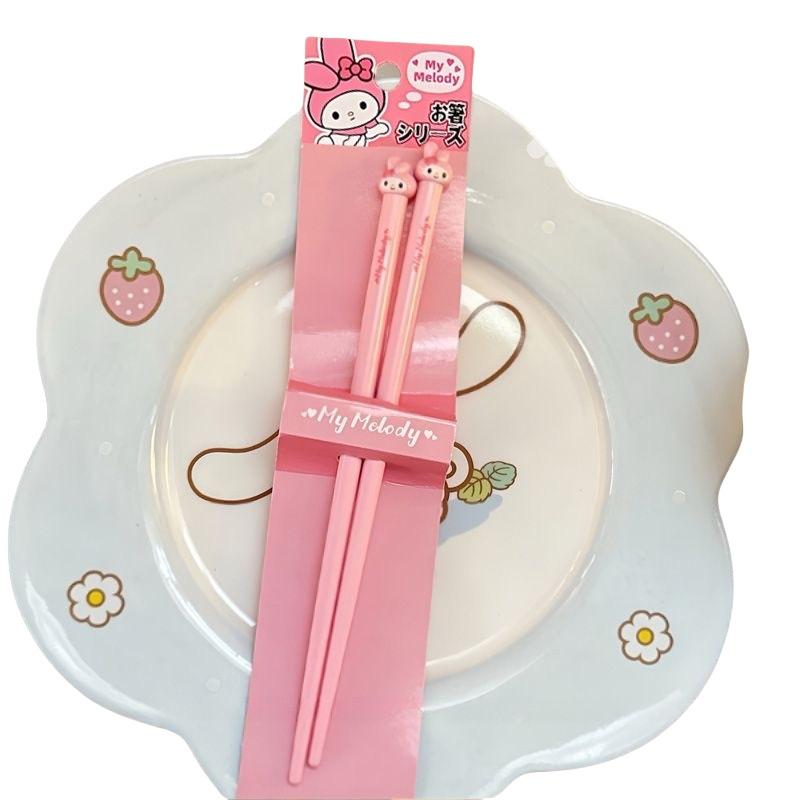 1 pár Hello Kitty My Melody Cinnamoroll Plastové hůlky Domácnost Vysoká teplota Anime Sanrio Nádobí Kreativní dárek