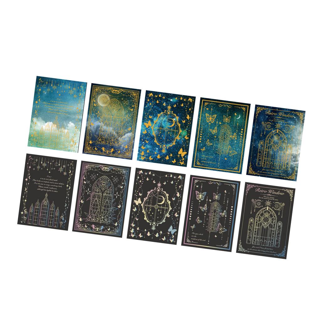 15 Sheets Star Moon Pattern Scrapbooking Paper Laser Decorative Journaling Paper for DIY Cards