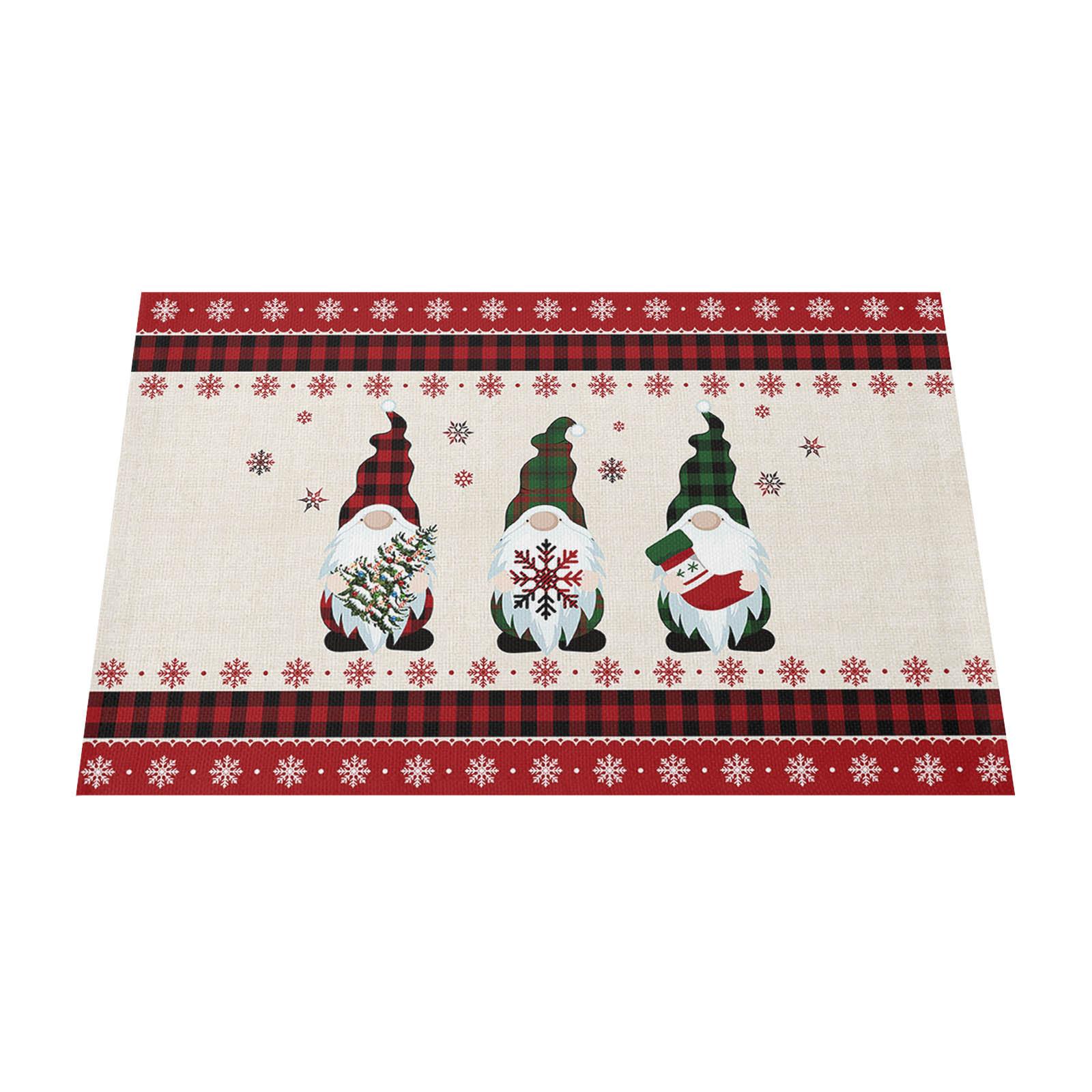 

Веселая Рождественская клетчатая новогодняя елка снежинка льняная салфетка для украшения стола One Size