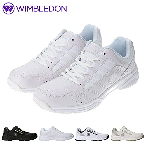 Asahi Wimbledon Sneakers, Unisex, 052, 4E Wide, Low-Cut, Running/Walking, White/Navy, Size 24.5cm