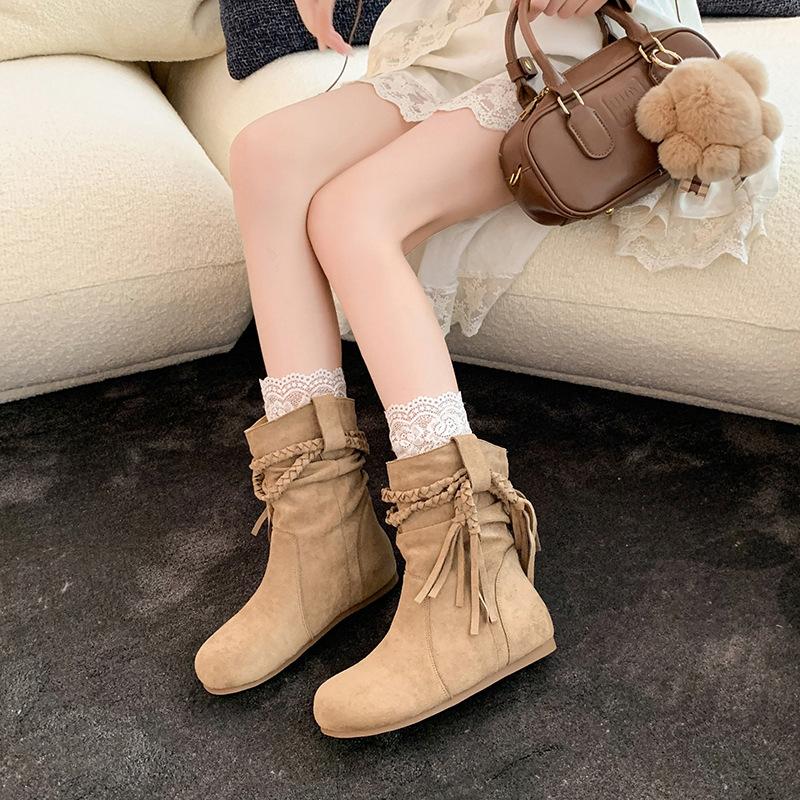 Retro Versatile Pile Boots Short Boots Women's 2025 Autumn and Winter New Simple Commuter Fashion Martin Boots Fashion Boots Tide
