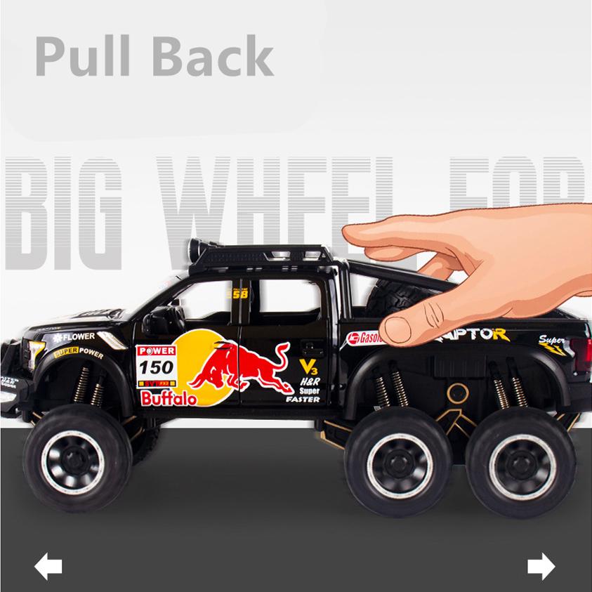 1/28 Ölçekli Ford Raptor F150 pres döküm model araç Oyuncak, Geri Çekin Oyuncak Araç Ses ve Işık ile Çocuklar için Yürümeye Başlayan Erkek Kız Hediye Koleksiyonu