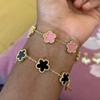 Bracciali da Donna Quadrifoglio Fiore Festa della Mamma Bracciale Charm in Acciaio Inossidabile Bifacciale Moda Zircone Accessori Regali