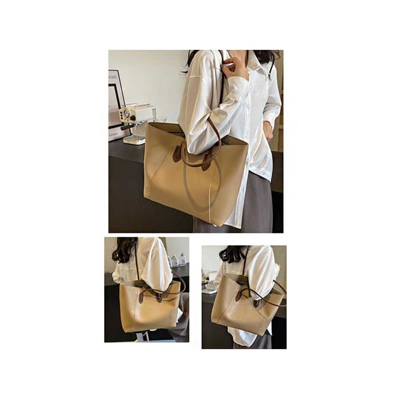 [Ailiyumo] Einkaufstasche Damen Pendler Businesstasche A4 große Kapazität Tasche leicht wasserdicht mit Reißverschluss Unifarben Erwachsene Elegant Unabhängigkeit PU