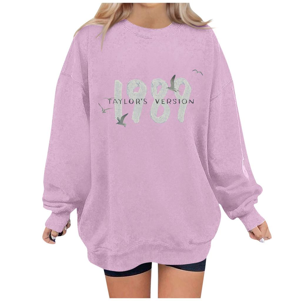 Damen Casual Fashion Print Langarm O-Ausschnitt Pullover Top