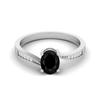925 Sterling Silver Oval Black Spinel Halo Split Shank Ring