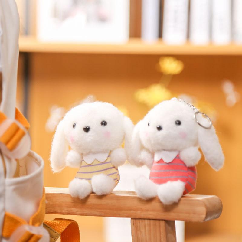 Cute Long Ears Dog Keychain Cartoon Plush Girls Kid Backpack Doll Decoration