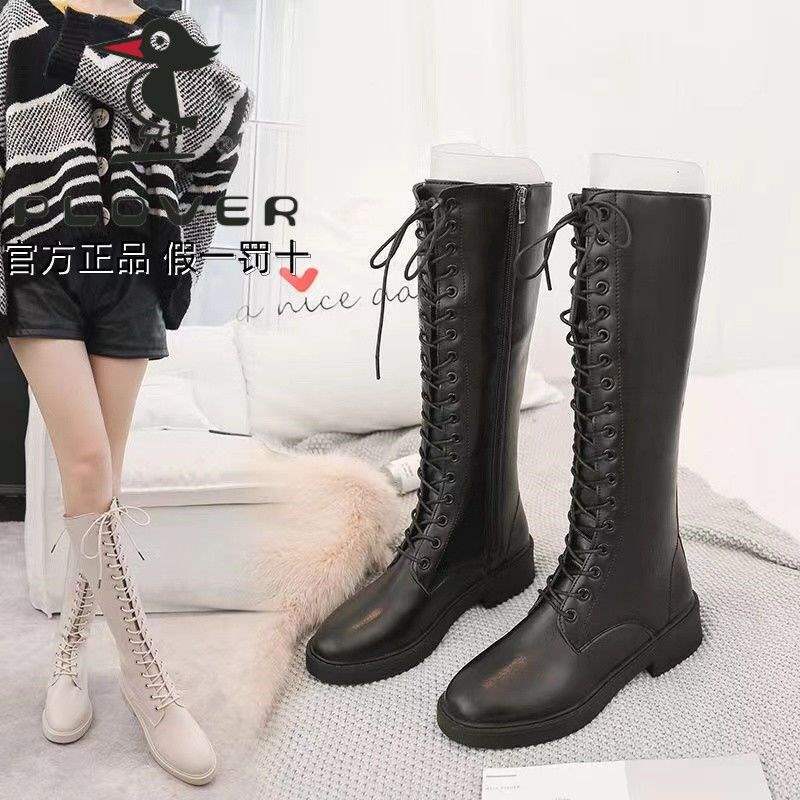 Autumn and Winter Thick Heel Boots Women's Winter 2025 New Lace-up Martin Boots Long Boots Velvet Thick-soled High Leather Boots