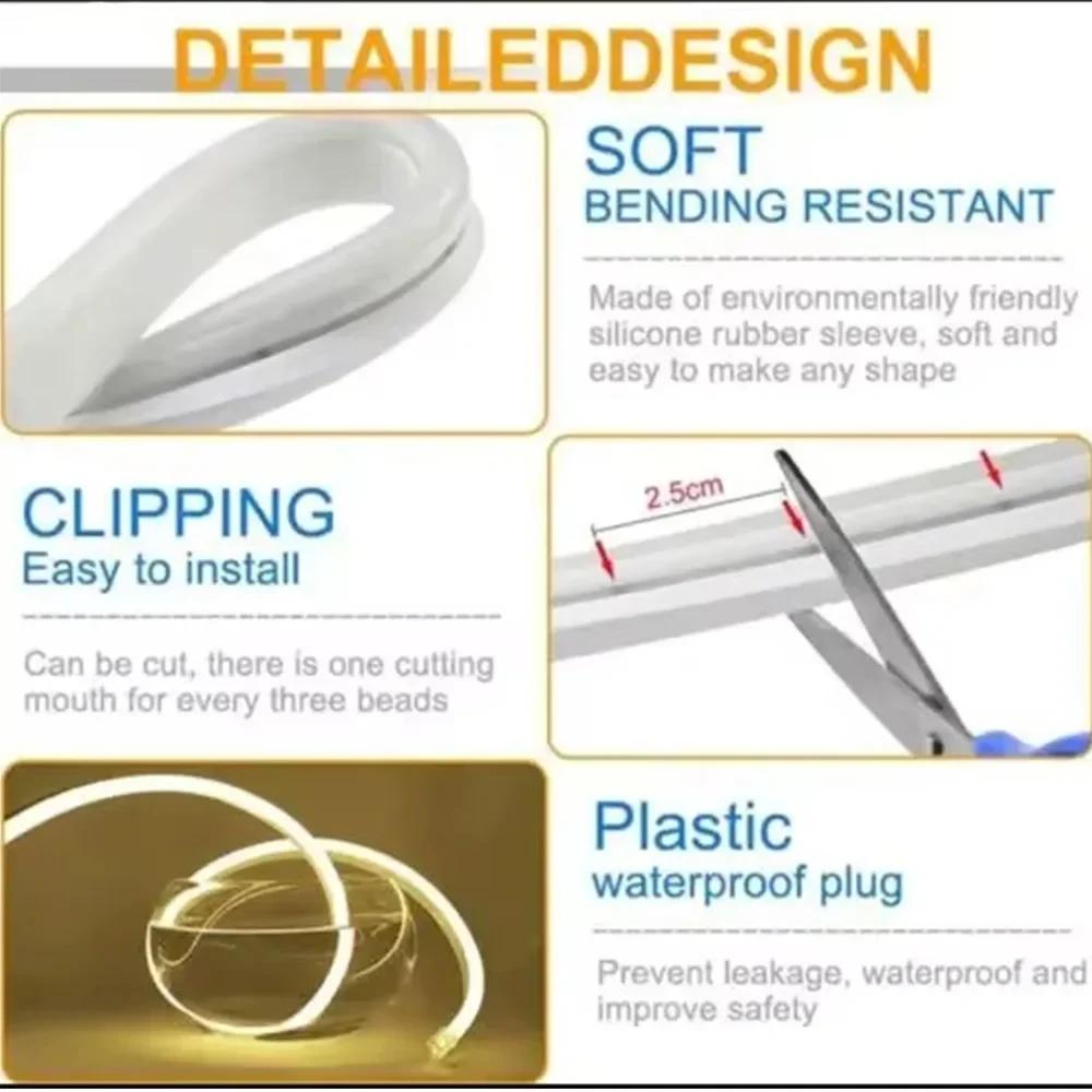 5V Neon LED Strip Light USB Powered Flexible Waterproof Silicone Tape with Touch/Hand Sweep Sensor Bedroom Hallway DIY Decor