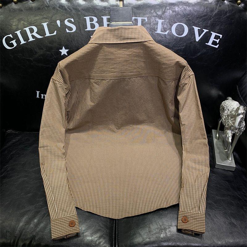 Men's Simple Long Sleeved Shirt with Color Blocking Trendy and Handsome High-end Outerwear Patchwork Slim Fit Top Jacket