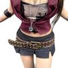Girls Modern Waist Belt for Daily Costume Studs Waist Body Jewelry for Party Jeans Wide Belt Cowboy Chain