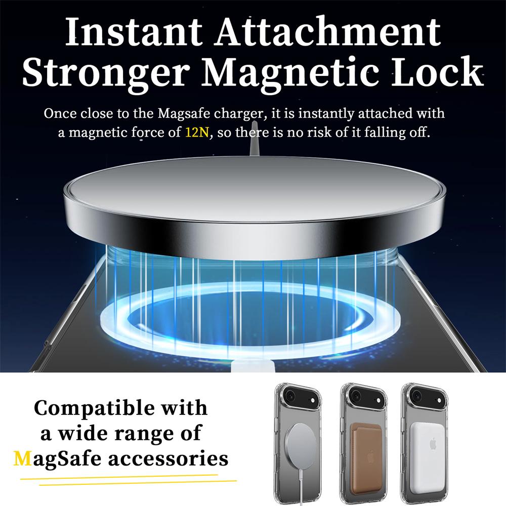 For iPhone 17 Air Magnetic Case 2.0mm Scratch Resistant TPU+PC Clear Phone Cover