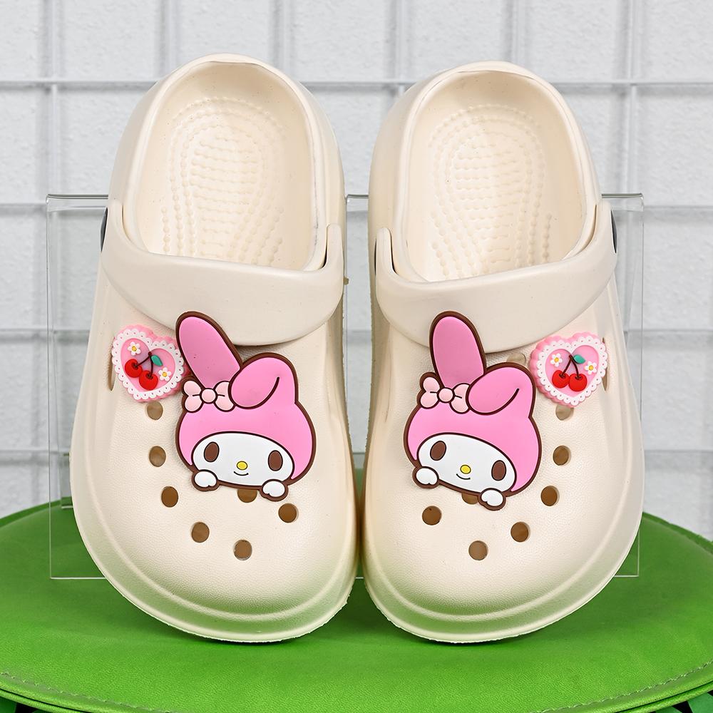 Детские тапочки Sanrio Хелло Китти Синнаморолл Моя мелодия Летняя мода Плоская подошва Легкие Удобные Домашние тапочки Уличные 30