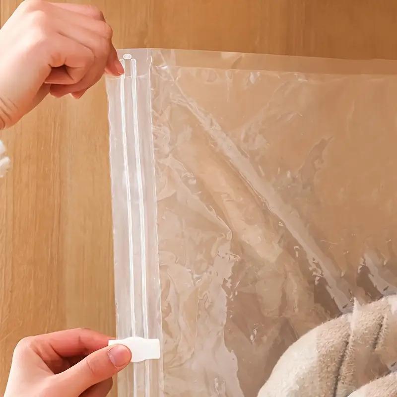 5 Hooks Extra Large Hanging Vacuum Compression Storage Bag Thickened Organizer Elongated Design No Power Required Clothing Protection And Space Saver