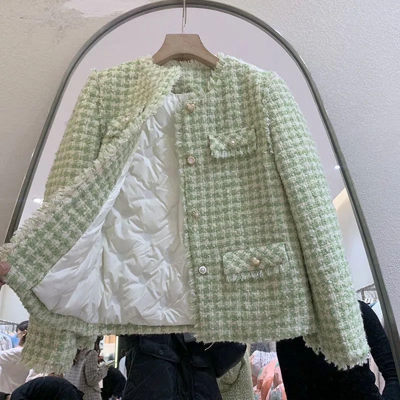 

Твидовое полупальто в корейском стиле: Элегантный зимний пуховик для светских львиц M (Recommended for 90-105 jin)