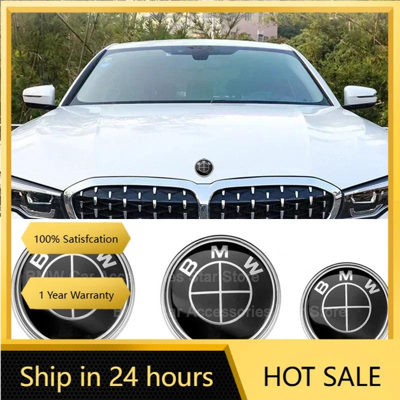 2025 Hot 3PCS Black 82mm Front/74mm Rear 45mm Steering Wheel Hood Trunk Emblem Logo For BMW F30 F32 F34 F20 F10 F15 F16 E39 E46
