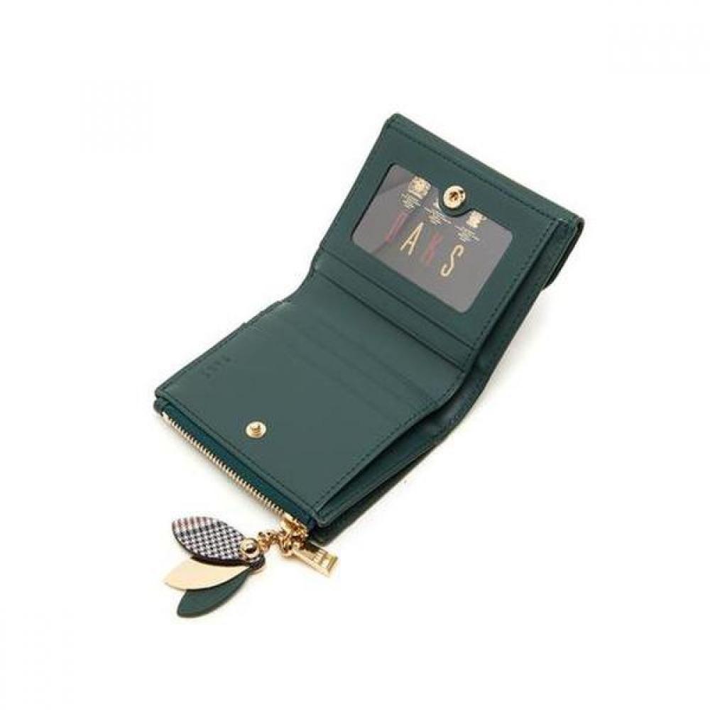 Daks Green Leather Check Flower Design Wallet Dcwa4e307e2