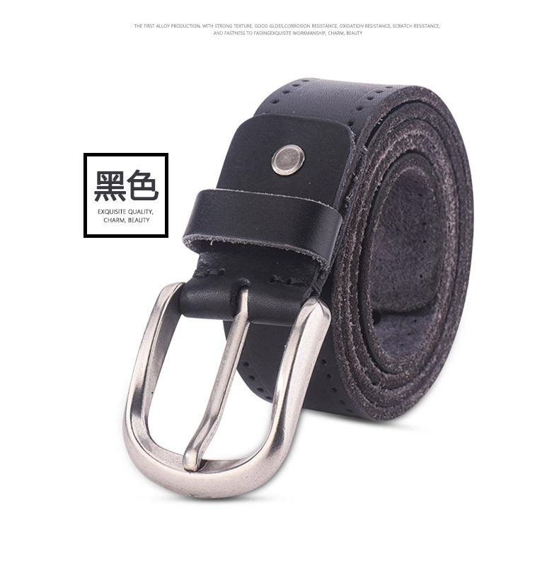 Manufacturer Direct Sales Top Layer Cowhide Men's Genuine Leather Belt Amazon Hot Item Washed Casual Retro Needle Buckle Belt