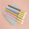 6pcs Transparent Diamond Glitter Makeup Brush Multi-color Long Stem Mousse Cleaning Brush Soft Fiber Bristle Lipstick Brush