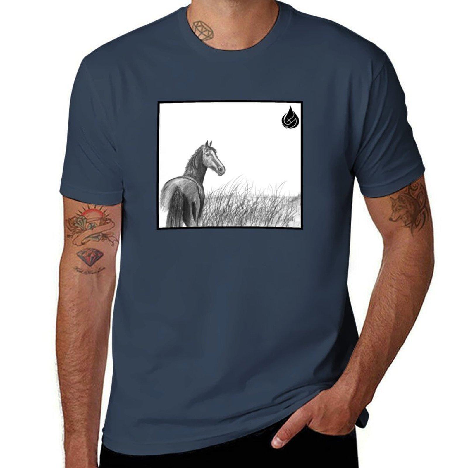 HAZEY Charcoal Horse TShirt Lightweight Running Sports TShirt S