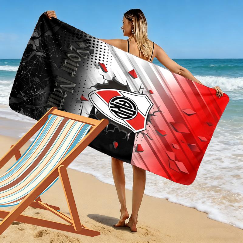 Name Custom River Plate Logo Print Beach Towel, Large Soft Quick Dry Towel for Beach Camping Swimming