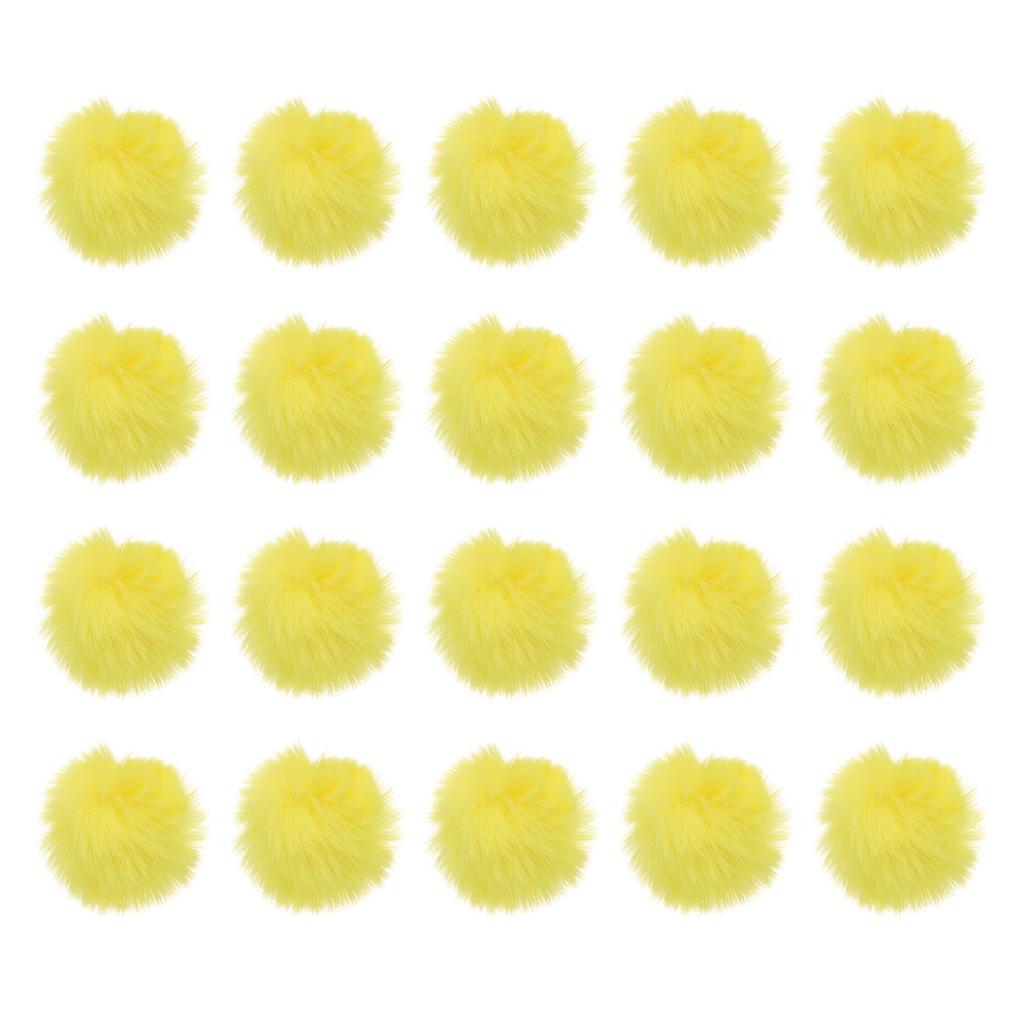 20 Pcs Faux Fur Pom Poms for Hats Fluffy Soft Fur Poms Balls with Elastic Loop for Keychain Knitting Hats DIY Scarves Gloves