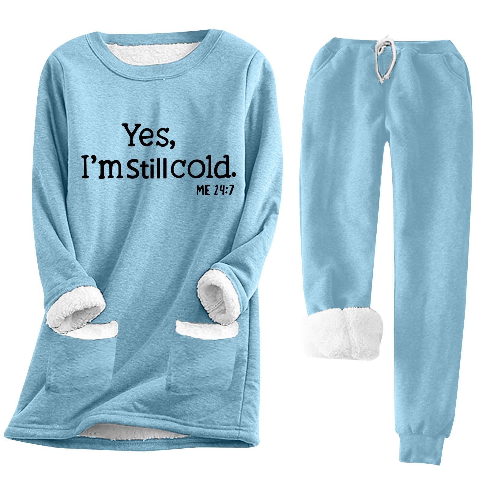 

Женская зимняя мода повседневная спортивная кофта с карманом, комплект из двух предметов XL небесно-голубой