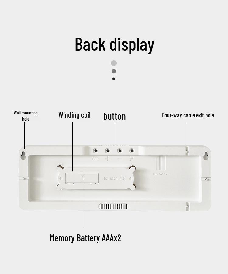 13-inch Minimalist Electronic Clock with Large Font, Multiple Alarms, Temperature & Week Display - Model 6629