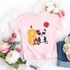 Hotselling Birthday Panda Digital Print Childrens Tshirts Roundneck Shortsleeved Tshirts for Boys and Girls Summer Modal