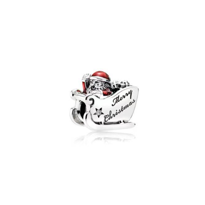 NEW Sparkling Red Series Charm Bead Clip Fit Original Silver Bracelet DIY Jewelry Christmas Gift Reindeer Motorcycle Dangle