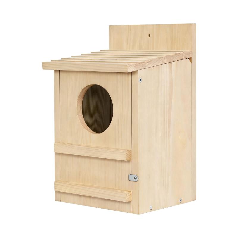 Handcrafts Wooden Bird Feeder Owl House Nest Box For Parrots Outdoor Garden Decoration Tree Mounted Bird Feeding Station