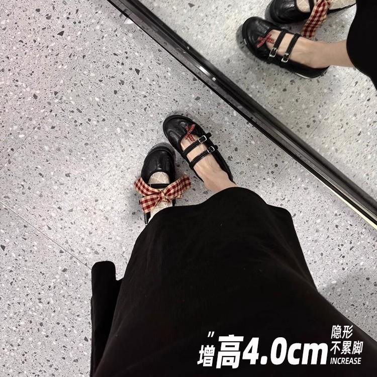 Sheepskin~ Su Shi round head ballet style one-word buckle Mary Jane shoes women's 2025 new inner height increase shallow mouth single shoes