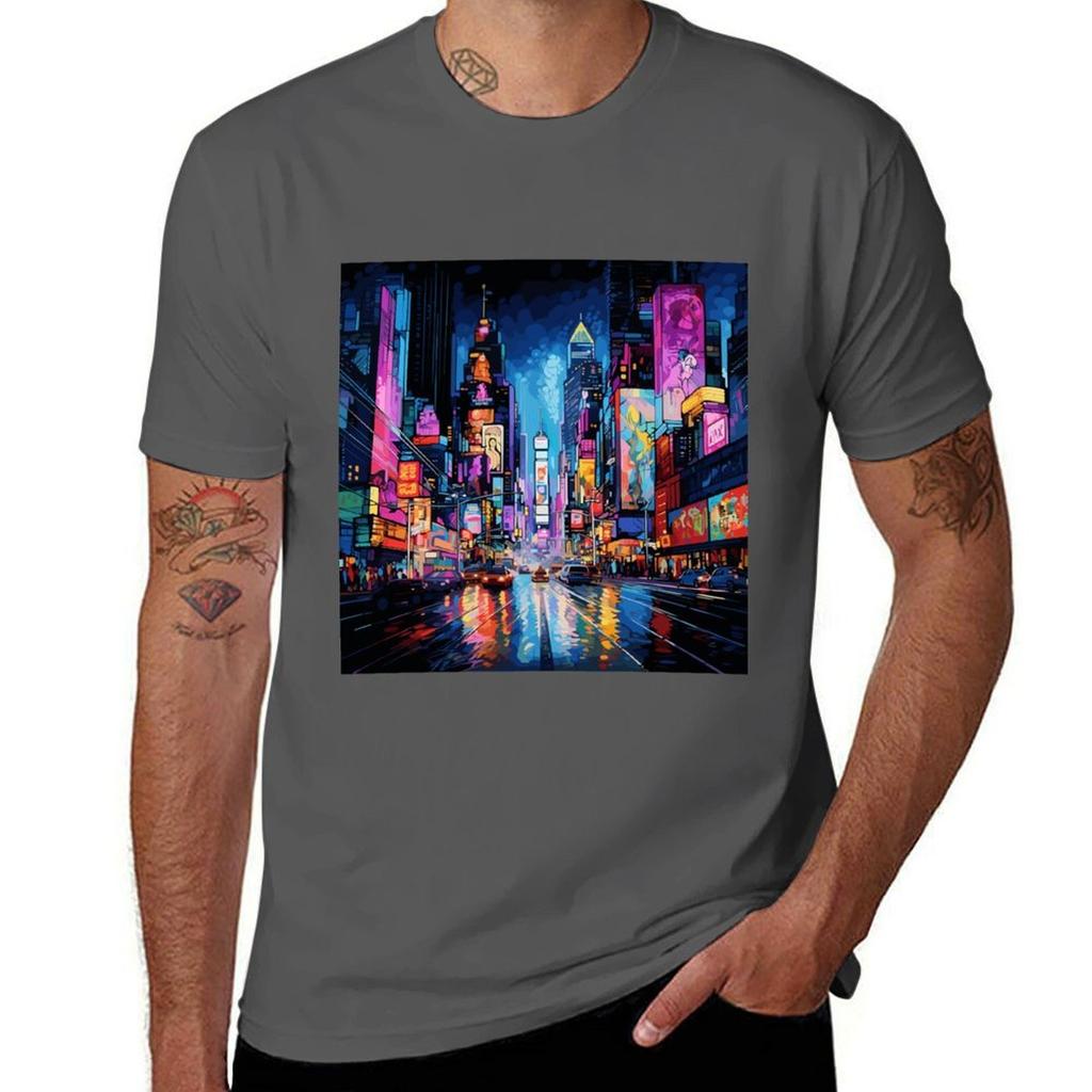 Neon Metropolis Rush TShirt Work Casual Loose Fit TShirt