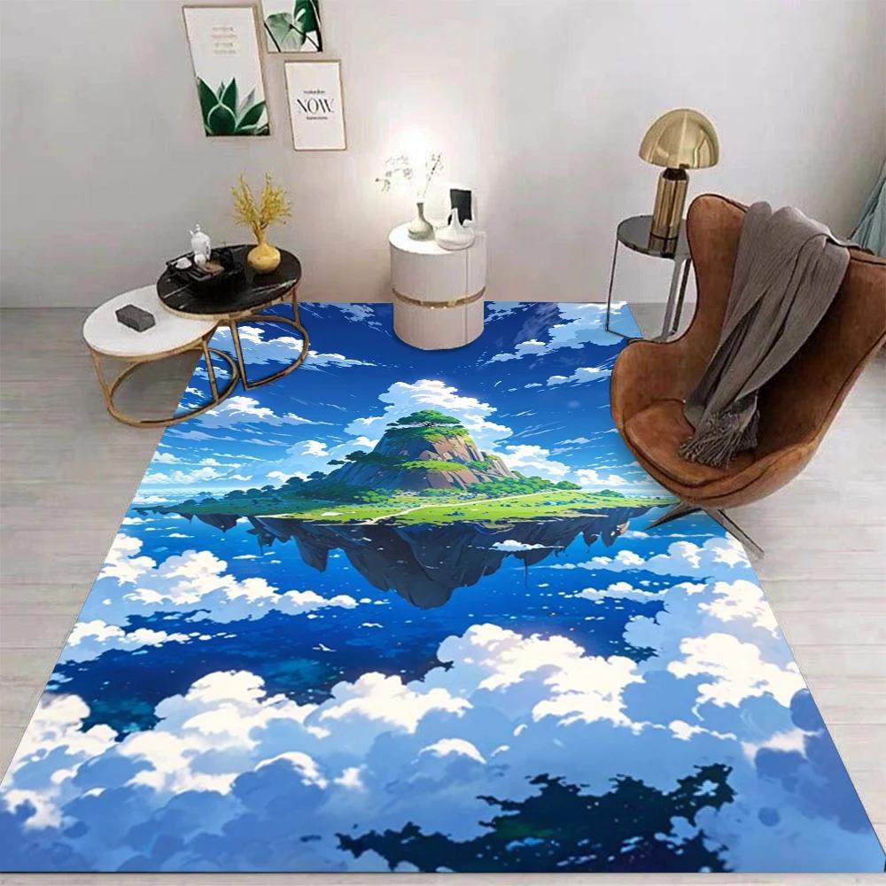 Sky Island Fantasy Area Rug Non-Slip Washable Mat for Living Room Bedroom Kitchen Sofa Table Balcony Home Decor Carpet
