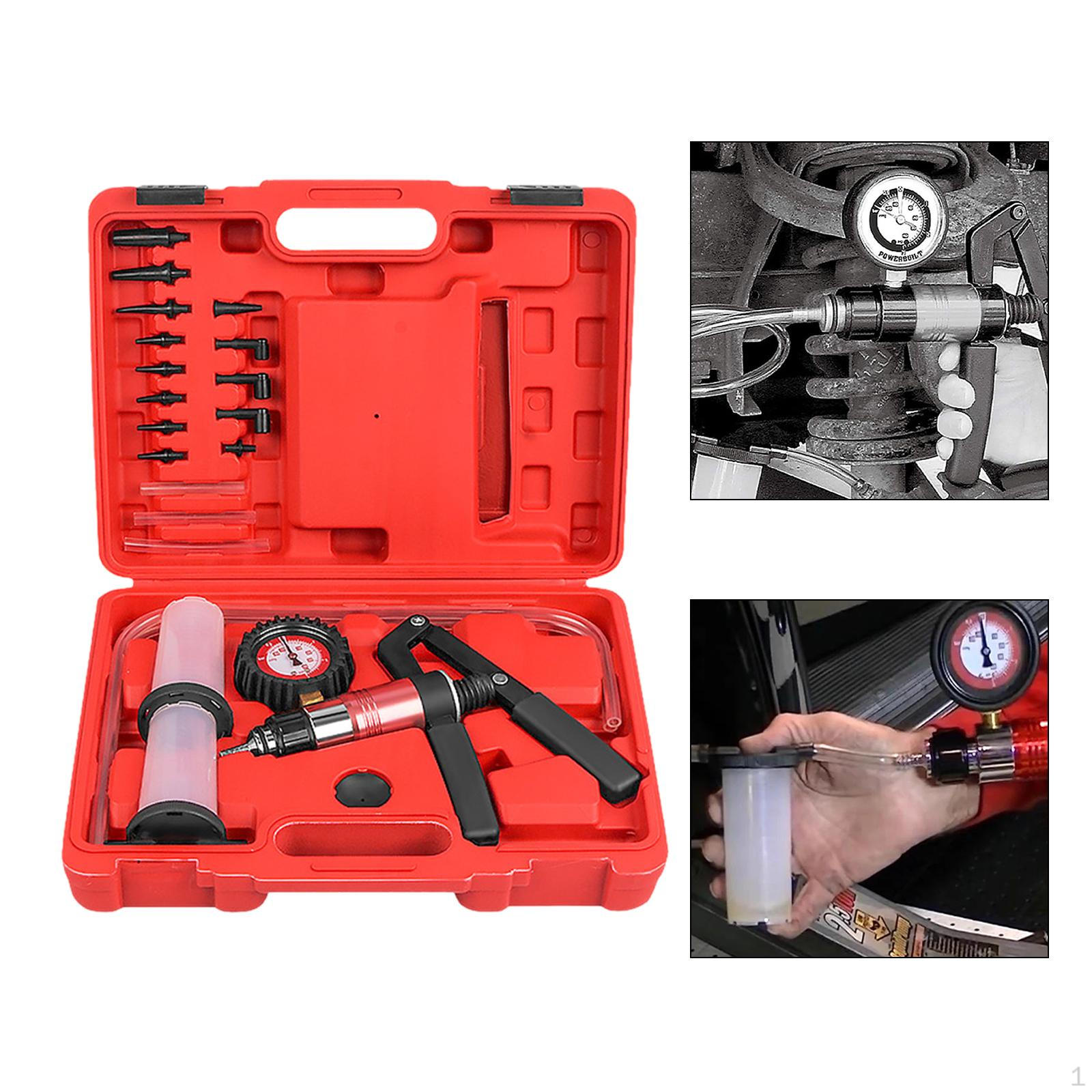 

Hand Held Brake Bleeder with Vacuum Gauge Set Professional Storage Box