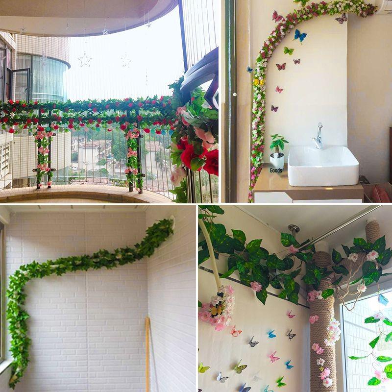 Artificial Green Leaf Vine for Decorative Wrapping: Ideal for Water Pipes, Air Conditioning Wires, Ceiling, Wall Hanging, and Winding Decorations.