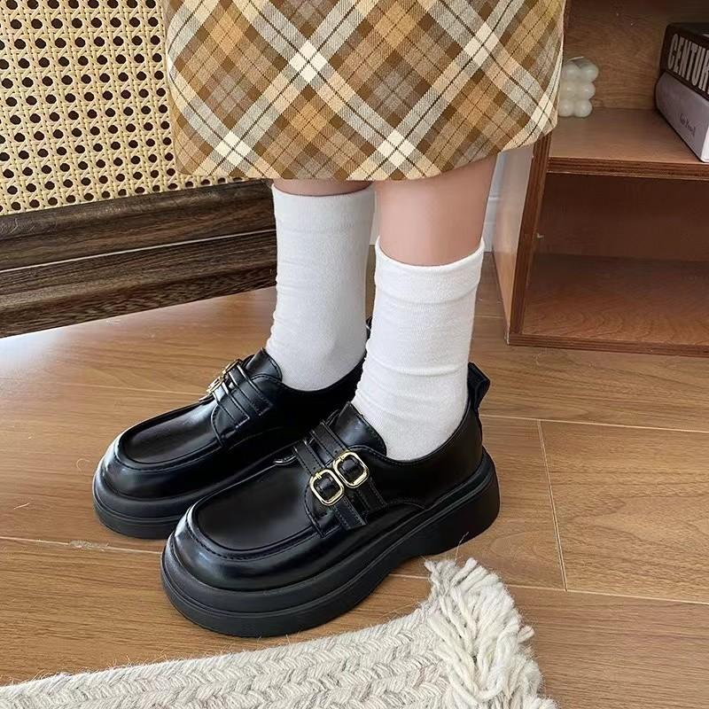 Platform British style small leather shoes women's 2025 new spring and summer versatile loafers one-pedal single shoes Mary Jane women's shoes