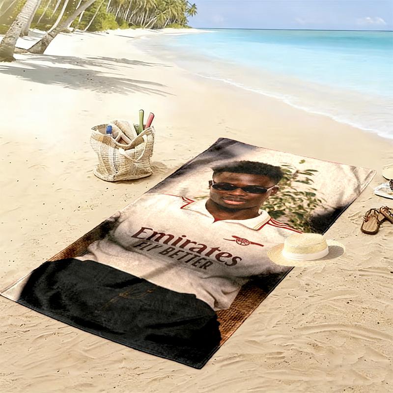 Bukayo Saka Print Beach Towel, Large Soft Quick Dry Towel for Beach Camping Swimming