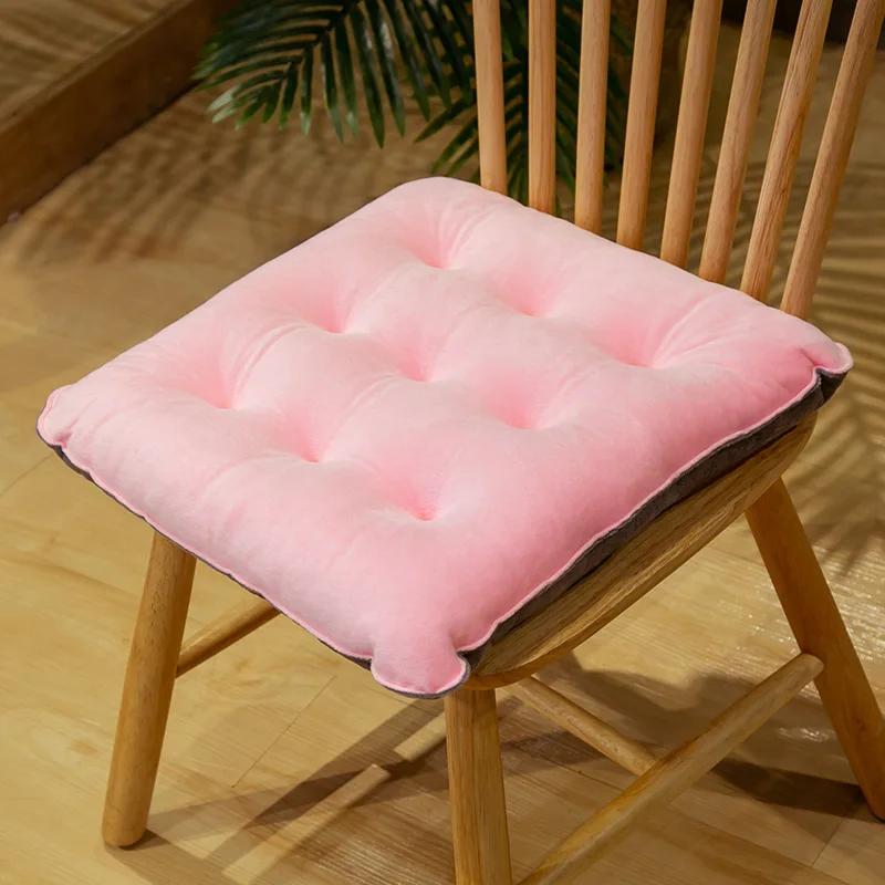 Solid Color Crystal Velvet Color-matching Chair Cushion Winter Warm Seat Cushion Student Stool Butt Office Chair Cushion