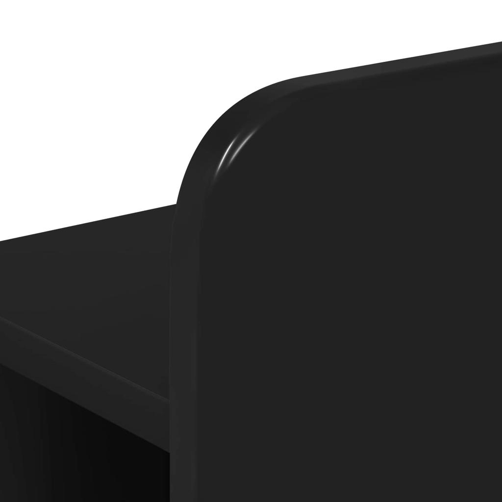 Headboard Cabinet with Storage Black Wood Based Material