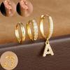 3PCS Trendy Stainless Steel Initial A-Z Letter Hoop Earrings Set For Women Fashion Huggies Cartilage Helix Piercing Jewelry