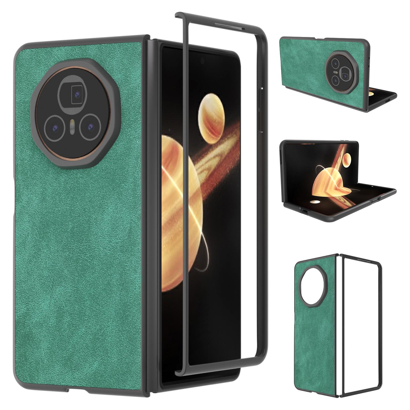 

For Honor Magic V3 5G Case PU+PC Shockproof Phone Cover Black Edge Green