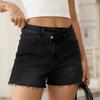 Dames gekleurde jeans, stretch, slim fit, distressed denim shorts