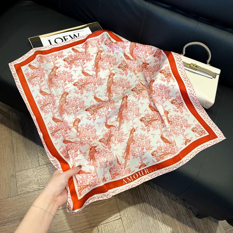 Silk scarf 71 * 71 imitation silk square scarf Korean atmosphere neck silk scarf flower pattern flower polka dot scarf