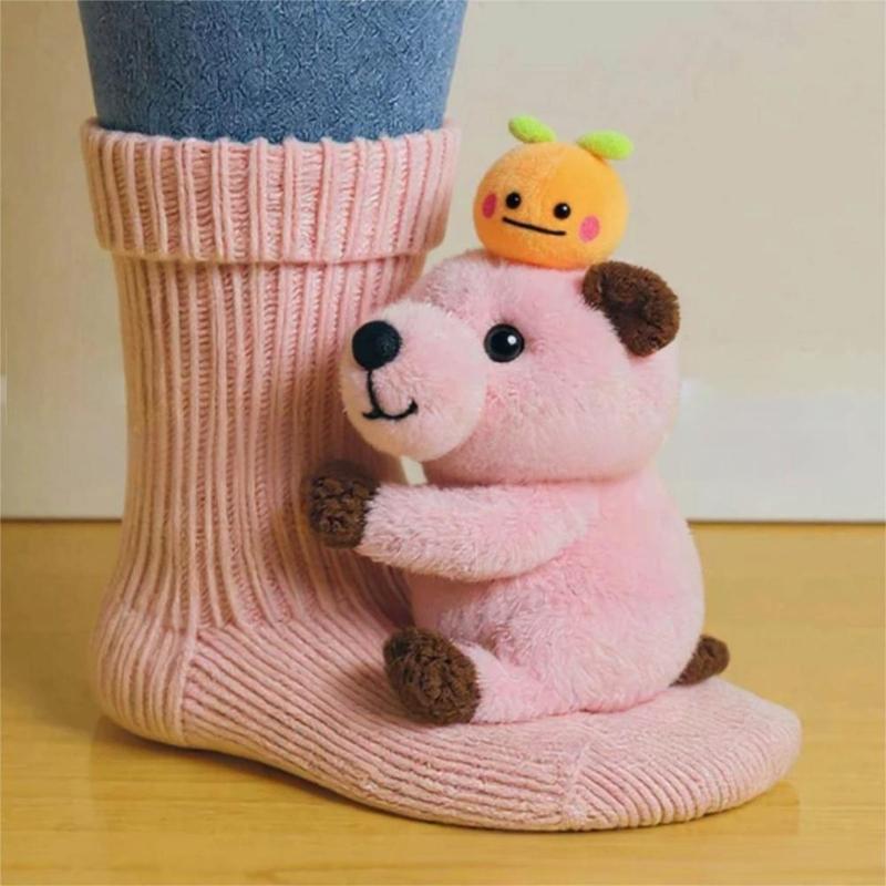 3D Knits Animal Socks,Plush Animals Hug Socks,Funny Novelties Winter Warm Hand Crocheted Socks Christmas Gifts Women