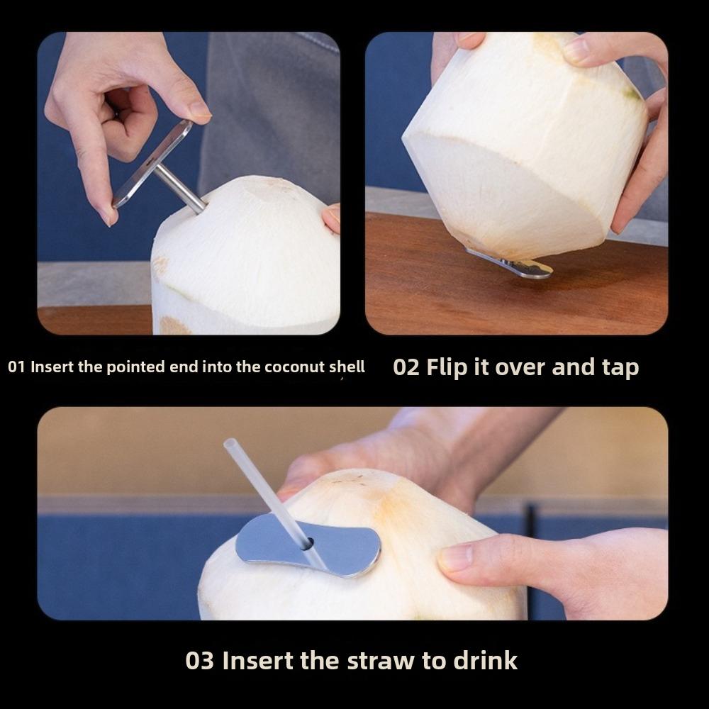 2PCS Stainless Steel Coconut Opener Professional Coconut Shell Remover Coconut Hole Maker Kitchen