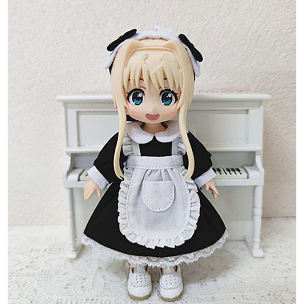 rakulifey Obitsu 11 Costume Set Clothes OB11 Size Clothes One Piece Maid Clothes Obitsu Doll 11cm 3 Piece Set Birthday Gift (Blue)