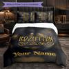 Led Zeppelin Customized Name Text Bedding Set, 1 Duvet Cover & 2 Pillowcases Personalized Bedroom Gift